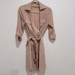 Nude pink blazer top, material has a beautiful settle sheen to it.